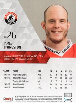 2017-18 Playercards (DEL2) #11 James Livingston Back
