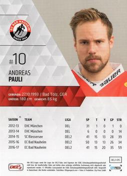2017-18 Playercards (DEL2) #DEL2-015 Andreas Pauli Back