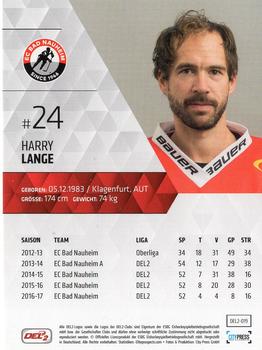 2017-18 Playercards (DEL2) #19 Harry Lange Back