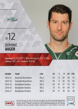 2017-18 Playercards (DEL2) #29 Dominic Auger Back