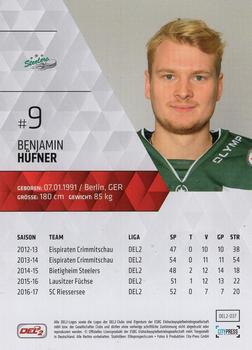 2017-18 Playercards (DEL2) #DEL2-037 Benjamin Hufner Back