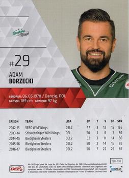 2017-18 Playercards (DEL2) #38 Adam Borzecki Back