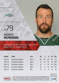 2017-18 Playercards (DEL2) #DEL2-042 Andrew McPherson Back