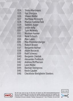 2017-18 Playercards (DEL2) #DEL2-046 Checkliste Bietigheim Steelers Back