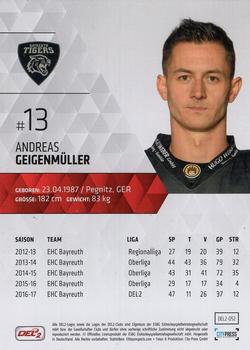 2017-18 Playercards (DEL2) #DEL2-052 Andreas Geigenmuller Back