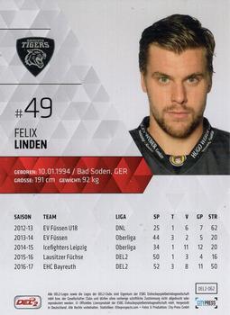 2017-18 Playercards (DEL2) #DEL2-062 Felix Linden Back