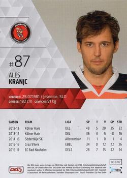 2017-18 Playercards (DEL2) #72 Ales Kranjc Back