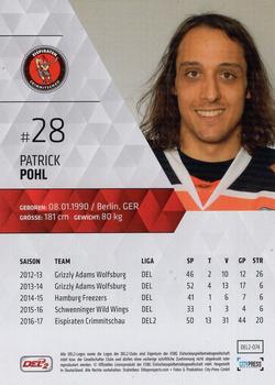 2017-18 Playercards (DEL2) #DEL2-074 Patrick Pohl Back