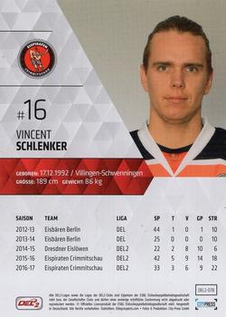 2017-18 Playercards (DEL2) #DEL2-078 Vincent Schlenker Back