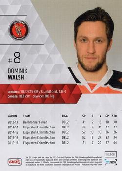 2017-18 Playercards (DEL2) #DEL2-081 Dominik Walsh Back