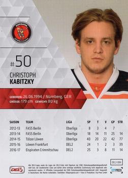 2017-18 Playercards (DEL2) #84 Christoph Kabitzky Back