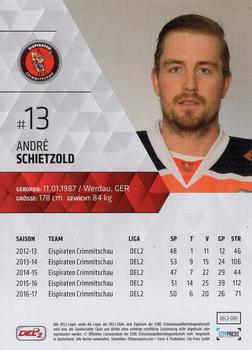 2017-18 Playercards (DEL2) #85 Andre Schietzold Back