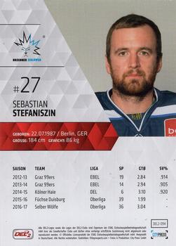 2017-18 Playercards (DEL2) #94 Sebastian Stefaniszin Back