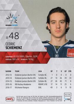 2017-18 Playercards (DEL2) #96 Cedric Schiemenz Back