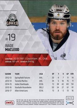 2017-18 Playercards (DEL2) #119 Wade MacLeod Back