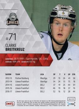 2017-18 Playercards (DEL2) #125 Clarke Breitkreuz Back