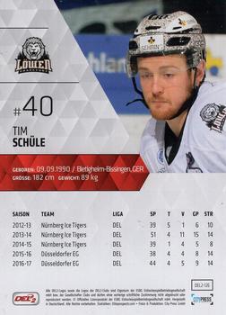 2017-18 Playercards (DEL2) #126 Tim Schule Back