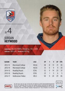 2017-18 Playercards (DEL2) #143 Jordan Heywood Back