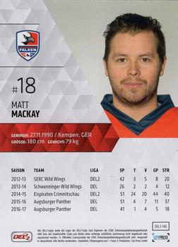 2017-18 Playercards (DEL2) #146 Matt MacKay Back