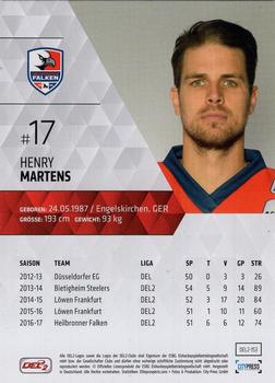 2017-18 Playercards (DEL2) #153 Henry Martens Back