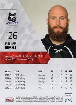 2017-18 Playercards (DEL2) #DEL2-172 Philipp Riessle Back