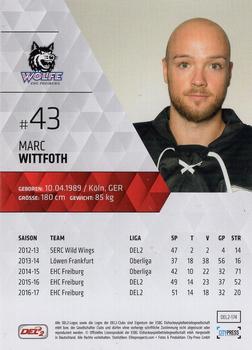 2017-18 Playercards (DEL2) #DEL2-174 Marc Wittfoth Back