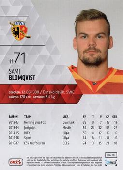 2017-18 Playercards (DEL2) #DEL2-187 Sami Blomqvist Back
