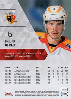 2017-18 Playercards (DEL2) #196 Philipp De Paly Back