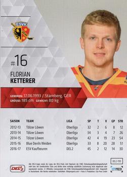 2017-18 Playercards (DEL2) #DEL2-199 Florian Ketterer Back
