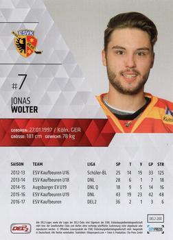 2017-18 Playercards (DEL2) #DEL2-200 Jonas Wolter Back