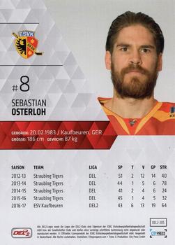 2017-18 Playercards (DEL2) #205 Sebastian Osterloh Back