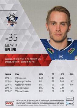 2017-18 Playercards (DEL2) #208 Markus Keller Back