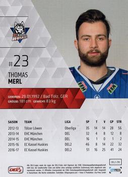 2017-18 Playercards (DEL2) #218 Thomas Merl Back