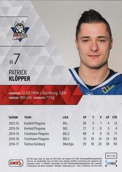 2017-18 Playercards (DEL2) #DEL2-220 Patrick Klopper Back