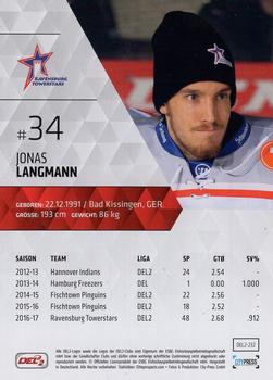 2017-18 Playercards (DEL2) #232 Jonas Langmann Back