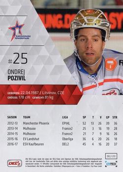 2017-18 Playercards (DEL2) #233 Ondrej Pozivil Back