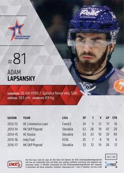 2017-18 Playercards (DEL2) #DEL2-238 Adam Lapsansky Back