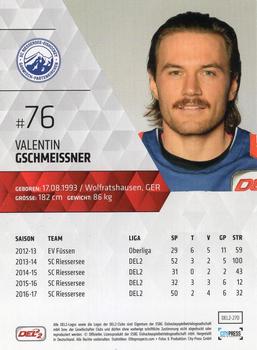 2017-18 Playercards (DEL2) #DEL2-270 Valentin Gschmeissner Back