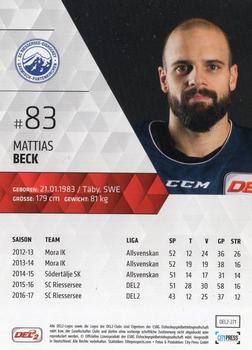 2017-18 Playercards (DEL2) #271 Mattias Beck Back