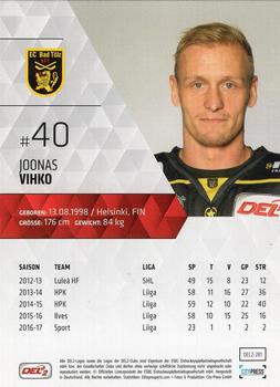 2017-18 Playercards (DEL2) #281 Joonas Vihko Back