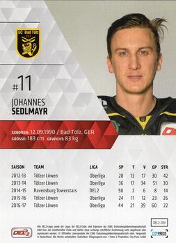 2017-18 Playercards (DEL2) #283 Johannes Sedlmayr Back