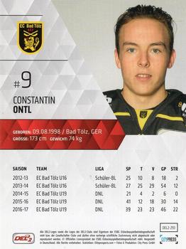 2017-18 Playercards (DEL2) #DEL2-293 Constantin Ontl Back