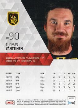 2017-18 Playercards (DEL2) #DEL2-295 Tuomas Vanttinen Back