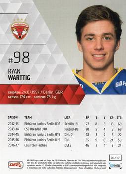 2017-18 Playercards (DEL2) #DEL2-317 Ryan Warttig Back