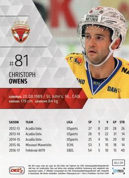 2017-18 Playercards (DEL2) #319 Christoph Owens Back