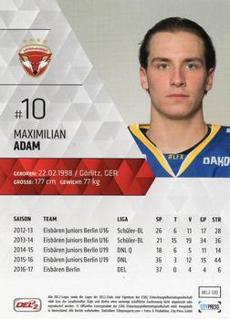 2017-18 Playercards (DEL2) #DEL2-320 Maximilian Adam Back