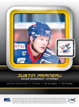 2009-10 Playercards Premium Serie (DEL) - Frozen Forces #FF12 Justin Papineau Back