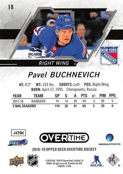 2018-19 Upper Deck Overtime - Blue #18 Pavel Buchnevich Back
