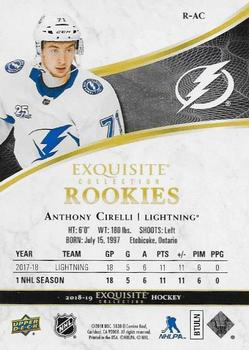 2018-19 Upper Deck Black Diamond - Exquisite Collection Rookies #R-AC Anthony Cirelli Back