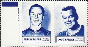 1961-62 Topps - Stamp Pairs #NNO Murray Balfour / Doug Harvey Front